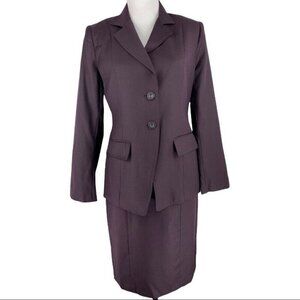 Amelia‎ NWT Eggplant Purple Business Career Blazer & Skirt 2PC Suit 8/C38/4-W29